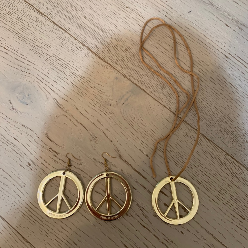 Peace Sign Earrings & Necklace